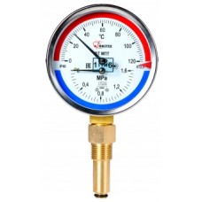 Термоманометр ФТ МПТ 0…120C°/0…1,0 МПа кт.2,5 d.80 IP40 G1/2 РШ L46