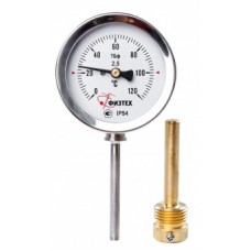 Термометр биметаллический ТБф-120 0…120C° кт.2,5 IP54 d.63 РШ*6 ГЛ G1/2 L100*9