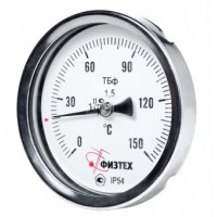Термометр биметаллический ТБф-120 кл.т.1,5 d.100 IP54 0…160C° L100мм. ГЛ G1/2 ОШ